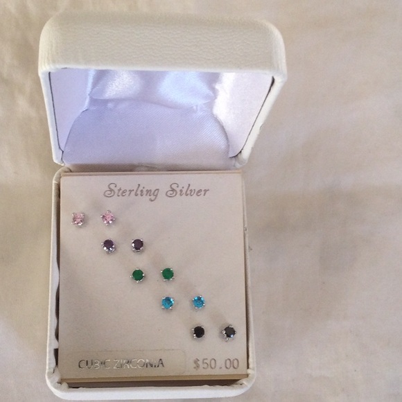 Jewelry - NWT Set of 5 pairs sterling silver earrings